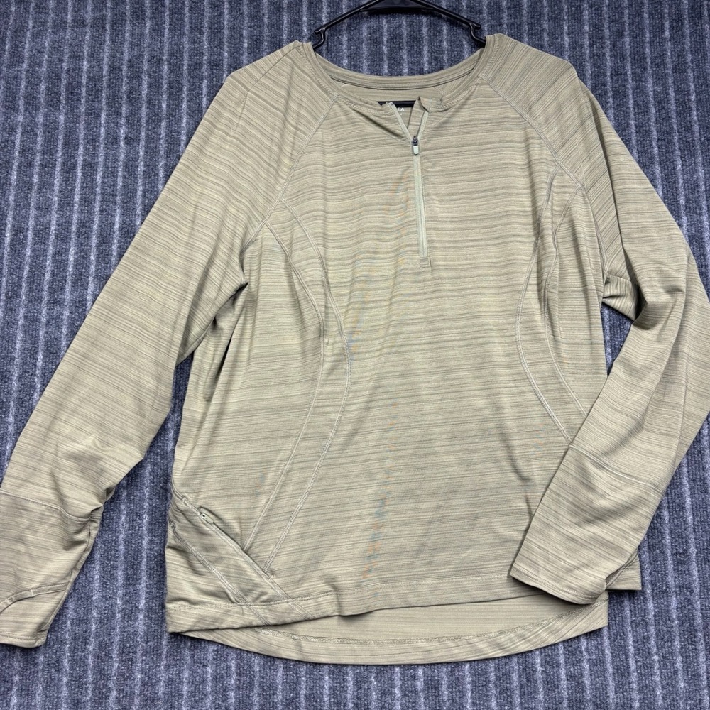 Athleta Quarter Zip Pullover 1X Sage Green Excellent Space Dye Thumbholes (2273)